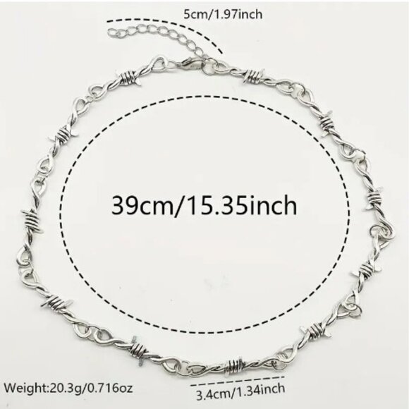 NWT STAINLESS STEEL BARBED WIRE CHOKER - Picture 5 of 5